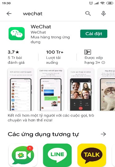 Download app Wechat qua App Store hoặc CH Play