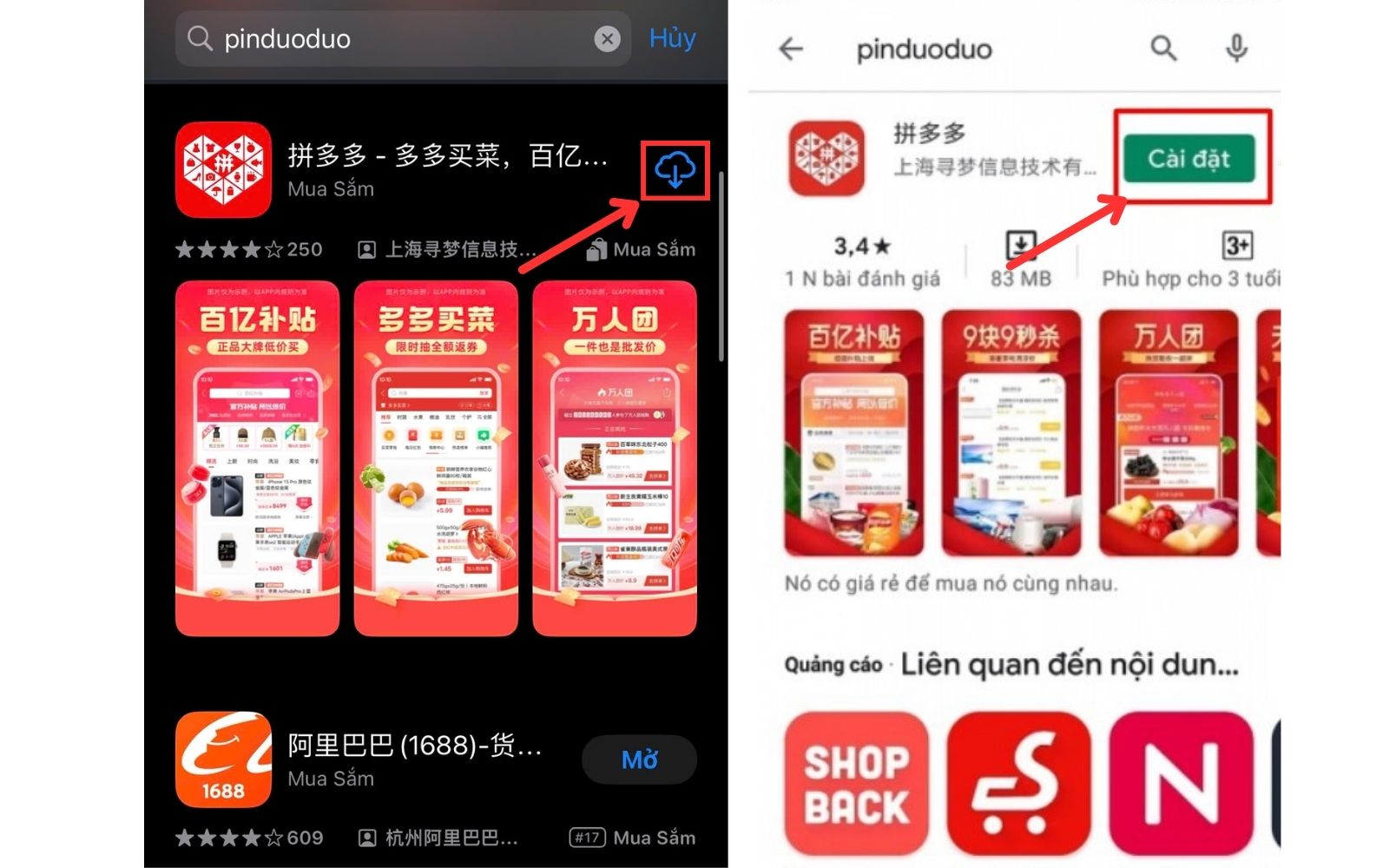 Bước đầu tiên khi mua hàng trên Pinduoduo là tải app Pinduoduo