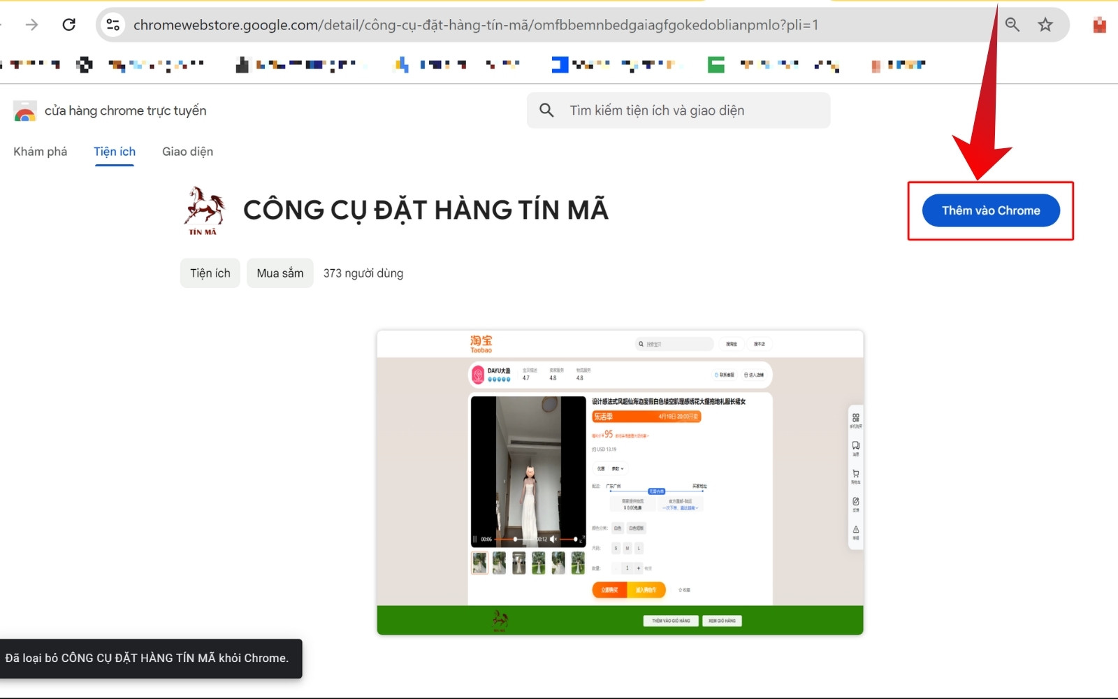 Cài đặt công cụ đặt hàng khi mua hàng taobao