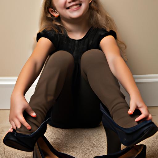 Trẻ em thử giày mới với nụ cười tươi