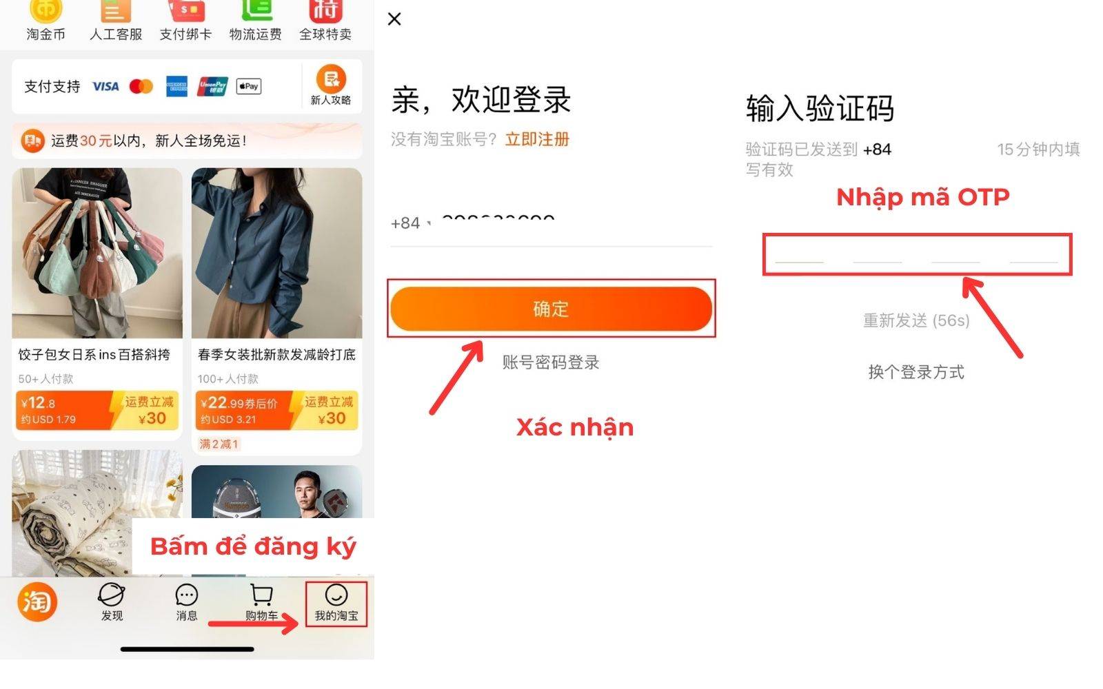 Bước đầu để đăng ký tài khoản mua hàng hóa trên Taobao.com