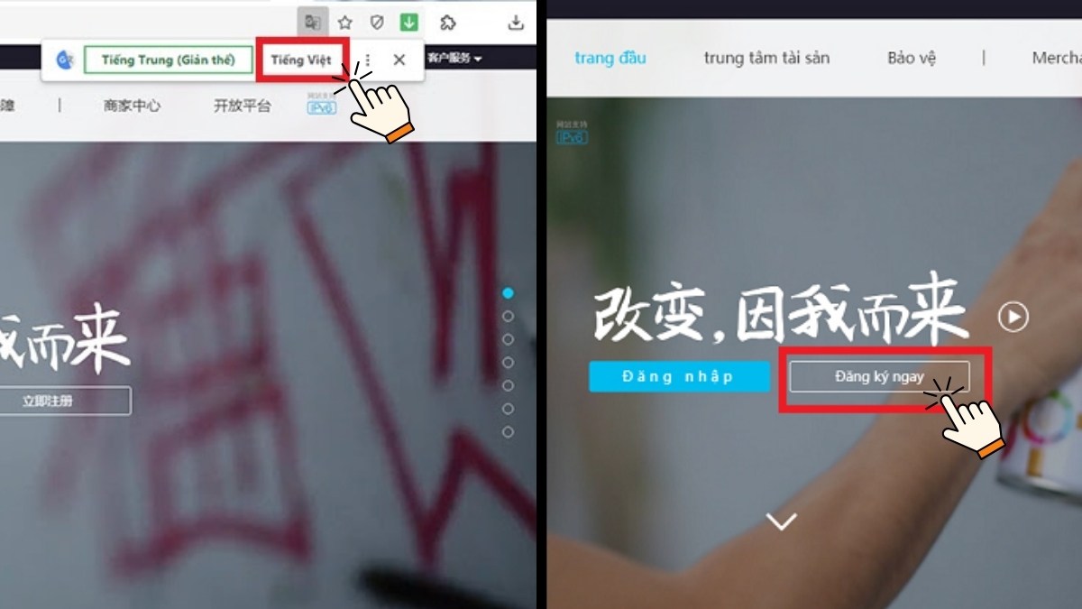 Chọn Đăng ký ngay để lập tài khoản Alipay Quốc tế