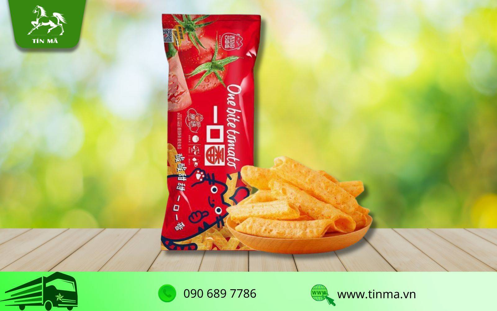 Bim bim snack khổng lồ nội địa Trung One Bite thu hút với vị tôm hùm và cà chua