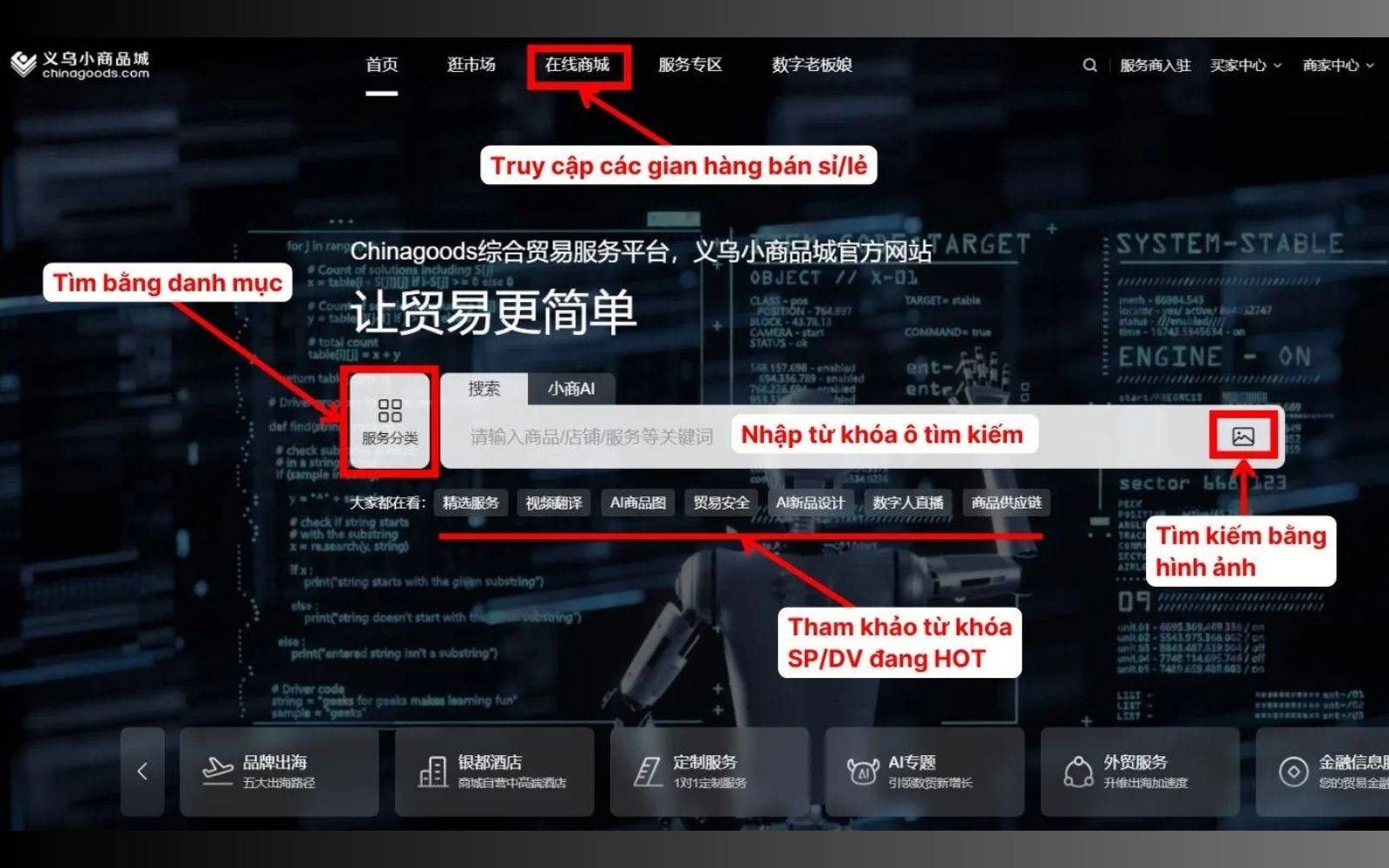 Tìm kiếm mặt hàng cần mua hàng trên web Chinagoods Tìm mặt hàng cần mua trên website Chinagoods
