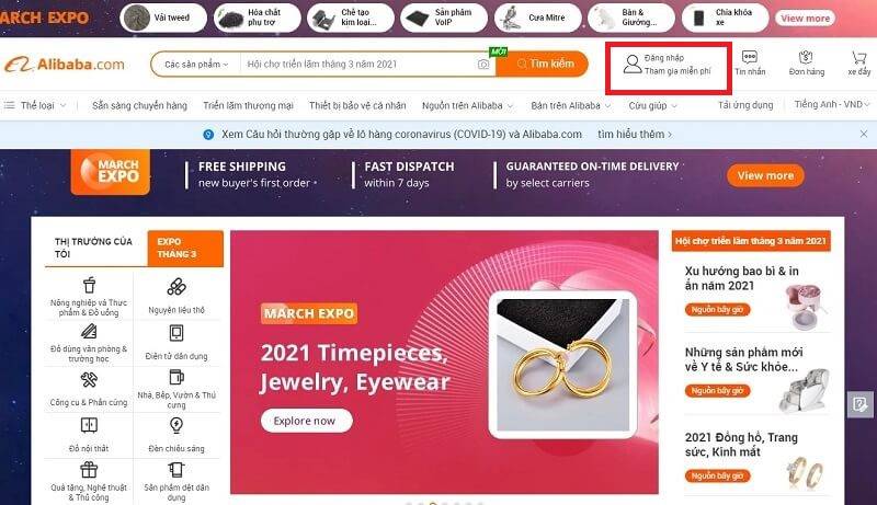 Đăng nhập vào tài khoản đặt hàng trên Alibaba Đăng nhập tài khoản order đồ Alibaba
