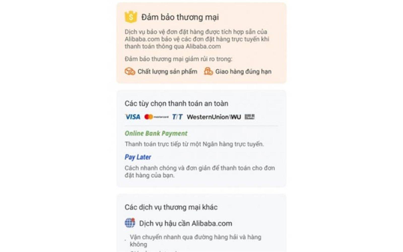 Lựa chọn phương thức thanh toán phù hợp Lựa chọn phương thức thanh toán hàng mua trên Alibaba.com phù hợp