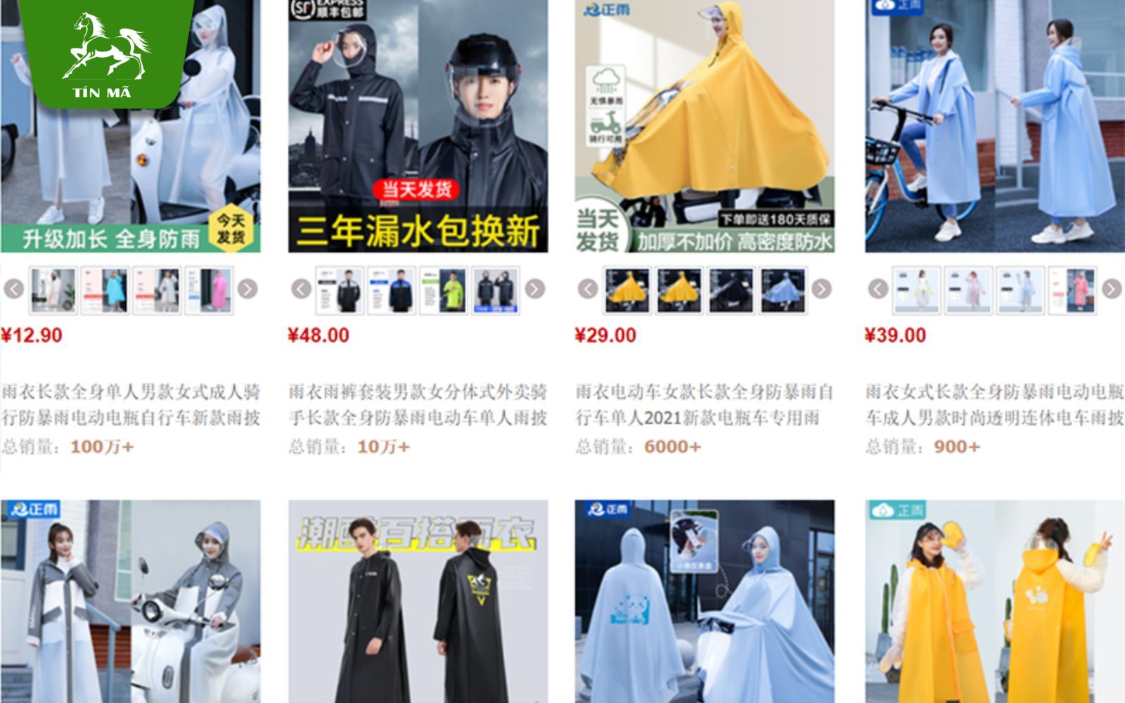 Order áo mưa trung quốc trên các sàn TMĐT