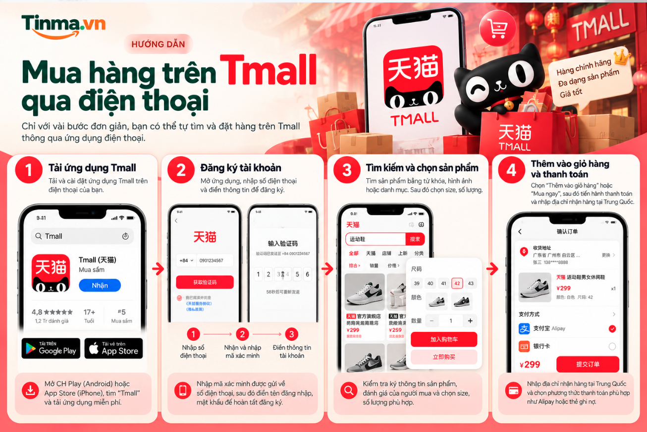 Hướng dẫn mua hàng trên Tmall qua điện thoại
