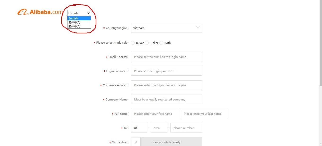 Hướng dẫn đăng ký tài khoản Alibaba trong 2 phút 6 Nhập thông tin đăng ký tài khoản Alibaba