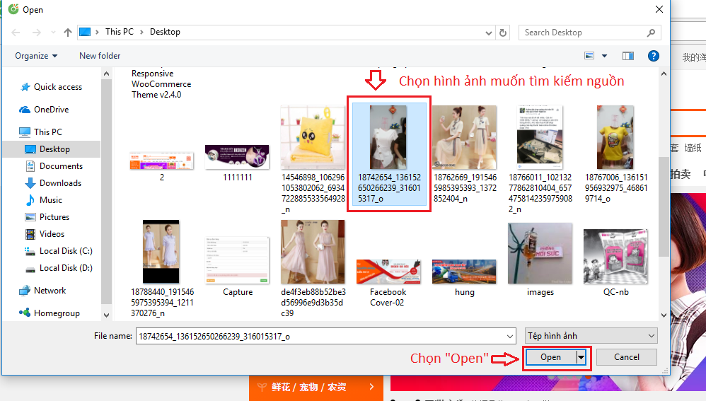 Tìm kiếm bằng hình ảnh trên 1688, Taobao mới nhất 2024 7 Chọn ảnh mà bạn muốn tìm kiếm bằng hình ảnh trên taobao