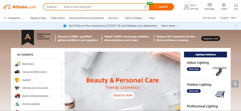 Các trang web mua hàng sỉ Trung Quốc nội địa uy tín, giá rẻ 7 Trang Web bán hàng sỉ Trung Quốc alibaba